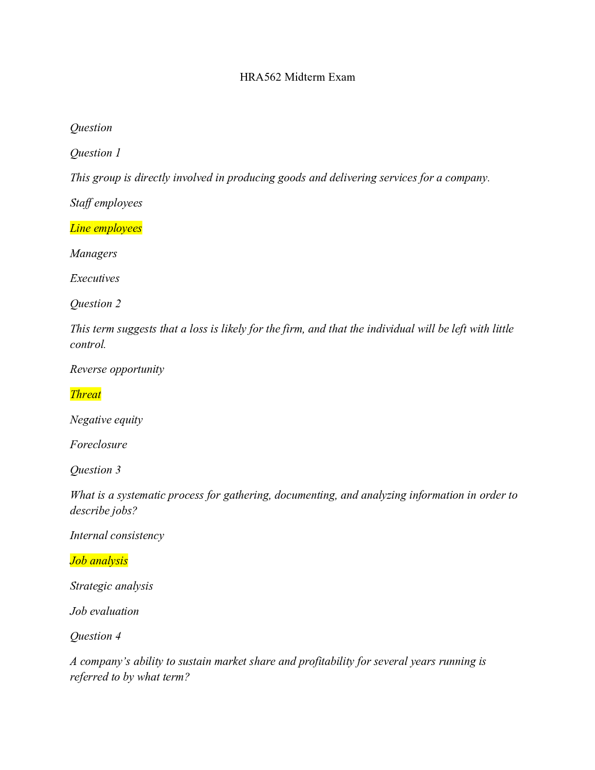 Preview image of HRA562 Midterm Exam/HRA562 Midterm Exam (100% answer) document